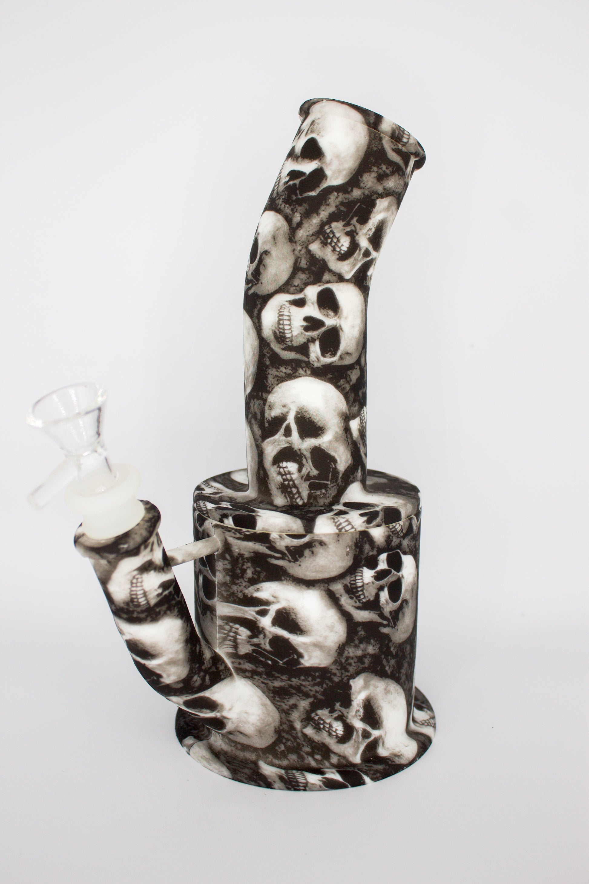 Bong with skull pattern on a white background