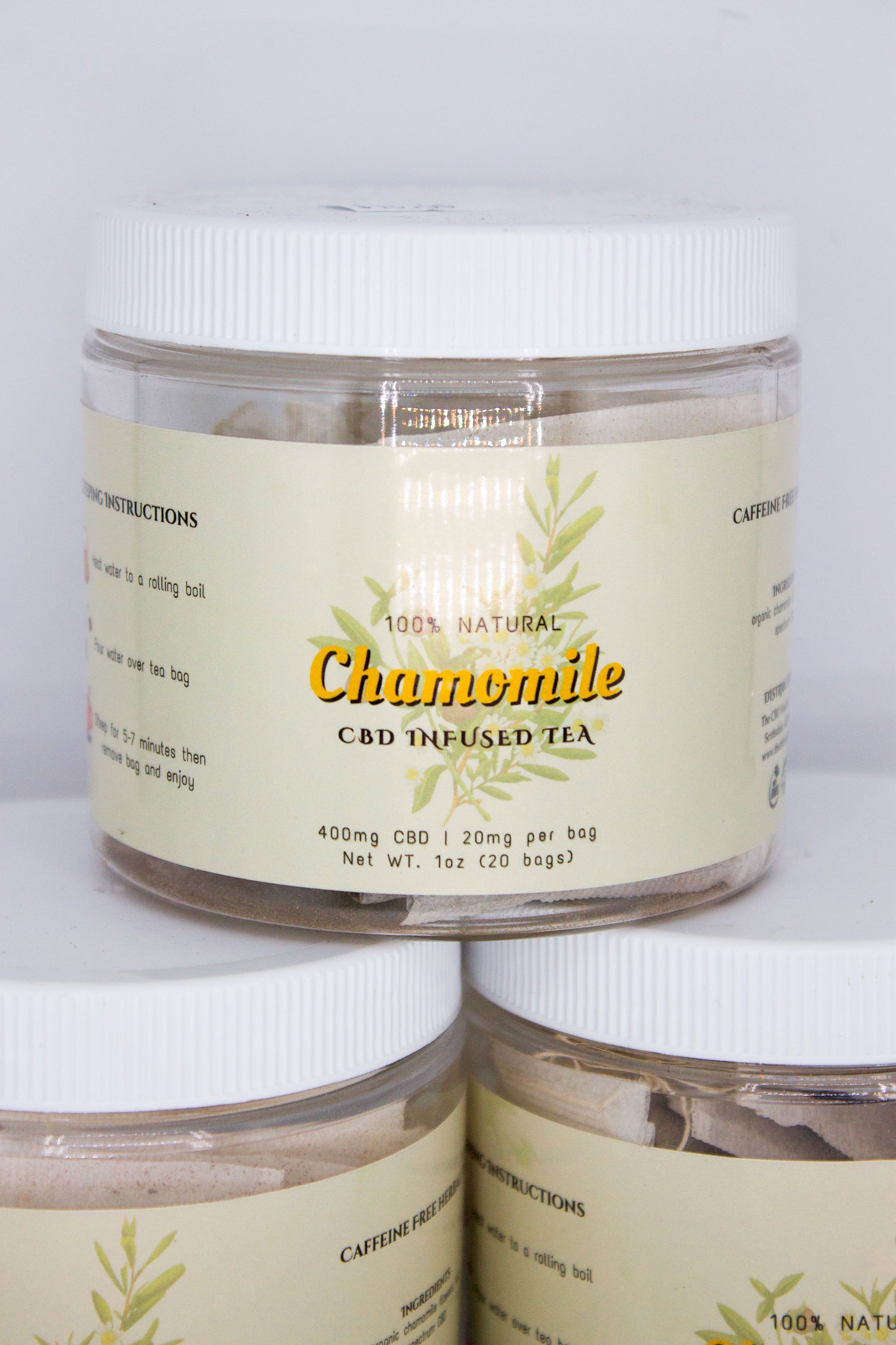 100% natural Chamomile CBD Infused Tea - 20 mg per bag